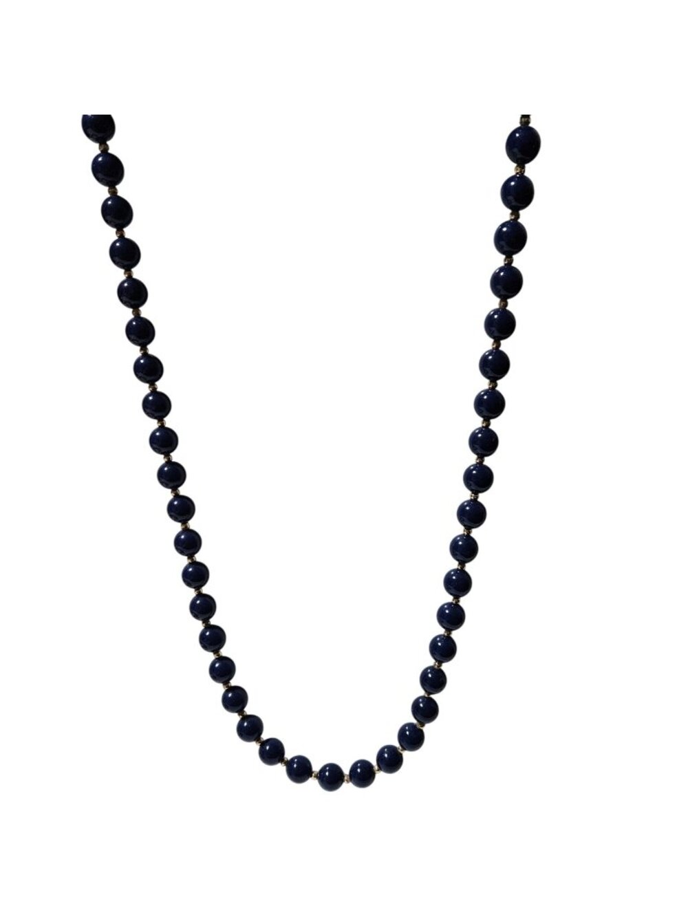 Vintage Beaded Necklace Navy Blue Classic Retro 50s 60s Fashion Jewelry Women